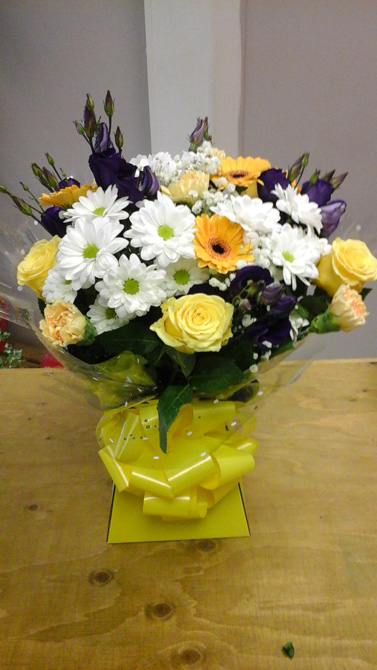 Yellow birthday aqua gift boxes north Bristol florist BB3